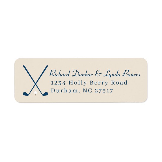Khaki Navy Blue Golf Theme Return Address Label (Front)