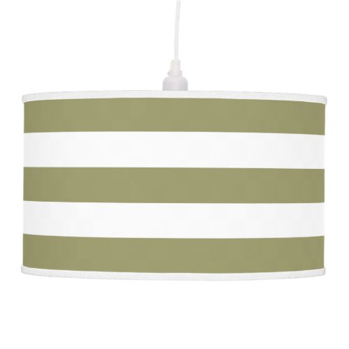 KhakiOlive Green and White Striped Ceiling Lamp