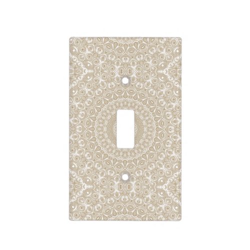 Khaki on White Mandala Kaleidoscope Medallion Light Switch Cover