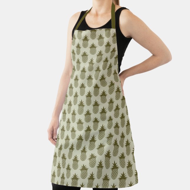 Khaki Pineapple Pattern Apron (Insitu)