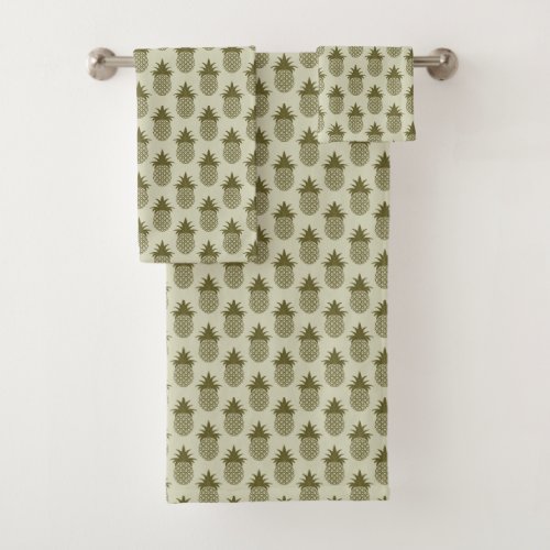 Khaki Pineapple Pattern Bath Towel Set