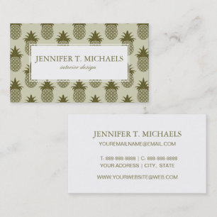 Khaki Pineapple Pattern Business Card