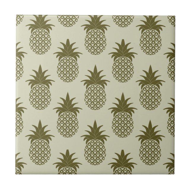 Khaki Pineapple Pattern Ceramic Tile (Front)