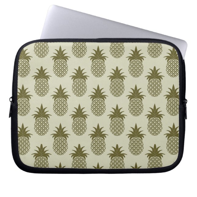 Khaki Pineapple Pattern Laptop Sleeve (Front)