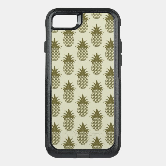 Khaki Pineapple Pattern Otterbox iPhone Case (Back)