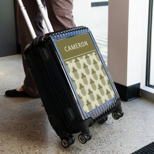 Khaki Pineapple Pattern  Personalize Luggage