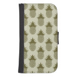 Khaki Pineapple Pattern Galaxy S4 Wallet Case