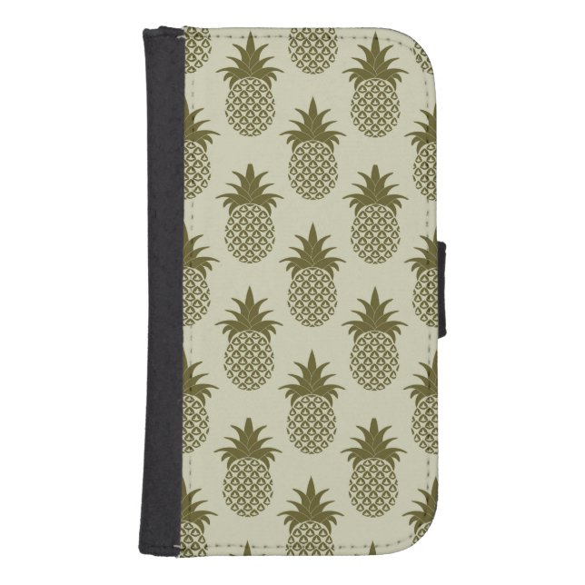 Khaki Pineapple Pattern Samsung Galaxy Wallet Case (Front)