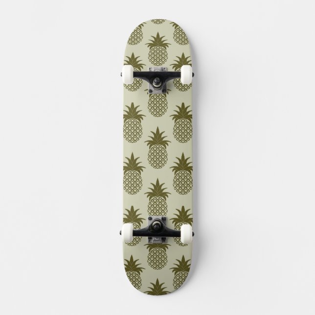 Khaki Pineapple Pattern Skateboard Deck (Front)