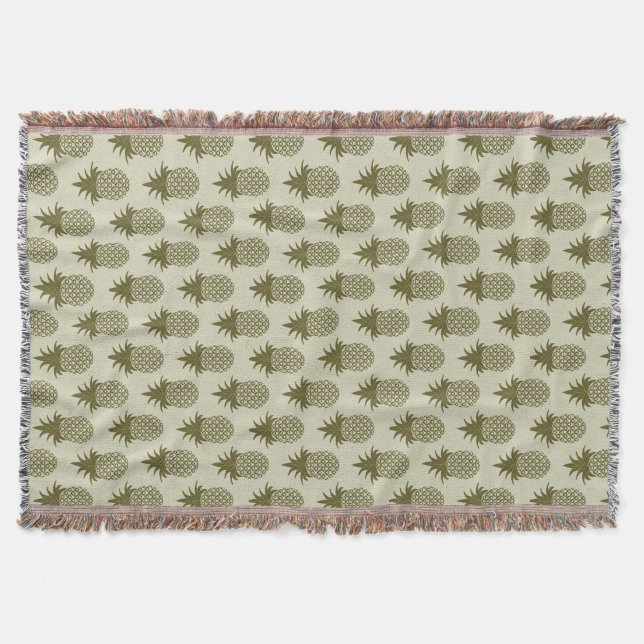 Khaki Pineapple Pattern Throw Blanket (Front)