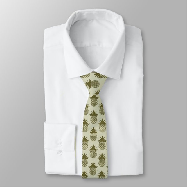 Khaki Pineapple Pattern Tie (Shirt)