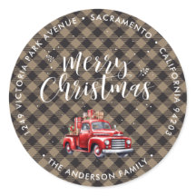 Khaki Plaid Christmas Return Address Labels