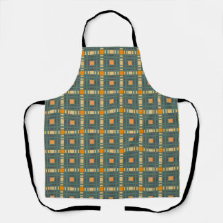 Khaki plaid tartan apron