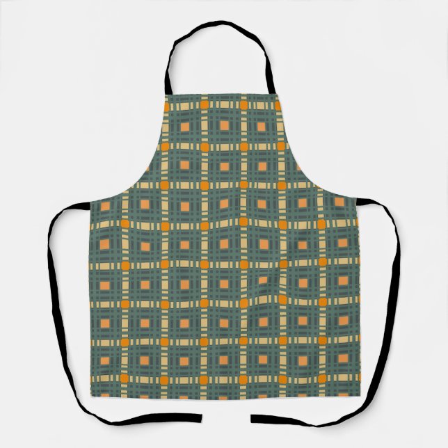 Khaki plaid tartan apron (Front)