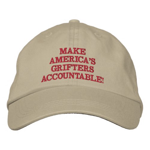 Khaki  Red Make Americas Grifters Accountable Embroidered Baseball Cap