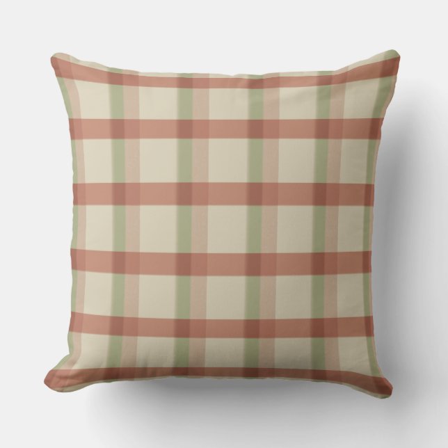 Khaki Rose Sage Check Outdoor Pillow 20x20 (Front)