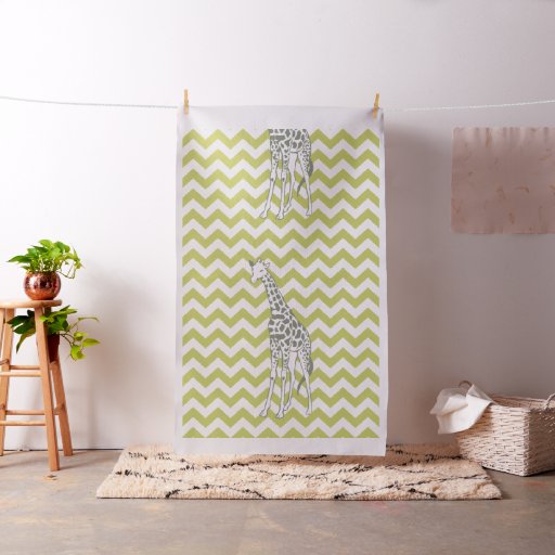 Khaki Safari Chevron Pop Art Giraffe Fabric