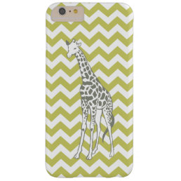 Khaki Safari Chevron with Pop Art Giraffe Barely There iPhone 6 Plus Case