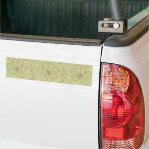 Khaki & Sage Green Boho Floral Bumper Sticker