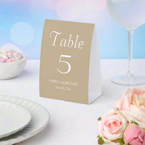 Khaki Simple Style Wedding Paper Table Tent