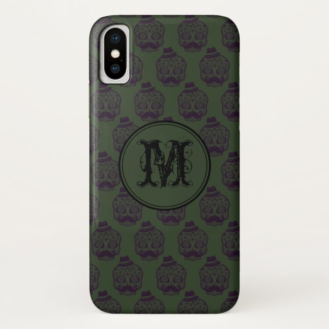 Khaki Skull Halloween Personalized Monogram Case-Mate iPhone Case (Back)