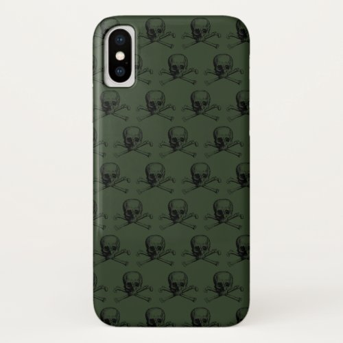 Khaki Skull Halloween Personalized Name iPhone X Case