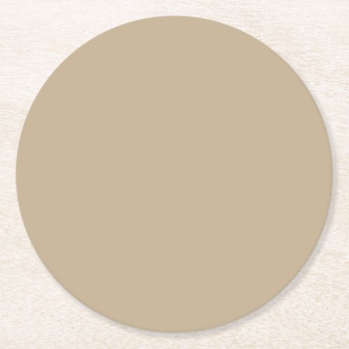 Khaki Solid Color Round Paper Coaster