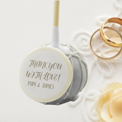 Khaki Stylized Lettering Wedding Thank You Cake Pops