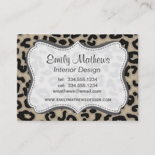 Khaki, Tan, Leopard Animal Print Business Card