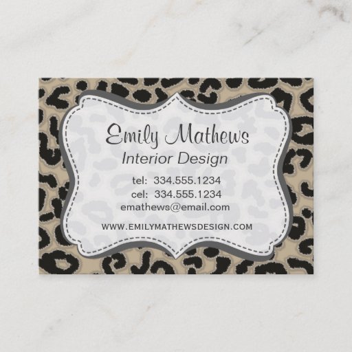 Customizable Khaki, Tan, Leopard Animal Print Business Card