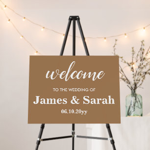 Khaki Tan Minimalist Welcome to our Wedding Sign