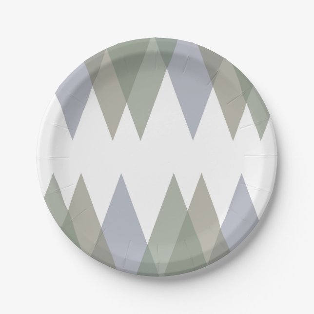 Khaki triangles paper plates (Front)