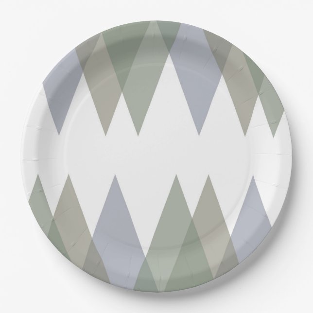 Khaki triangles paper plates (Front)
