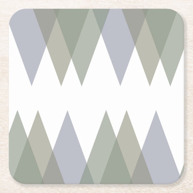 Khaki triangles square paper coaster (Front)