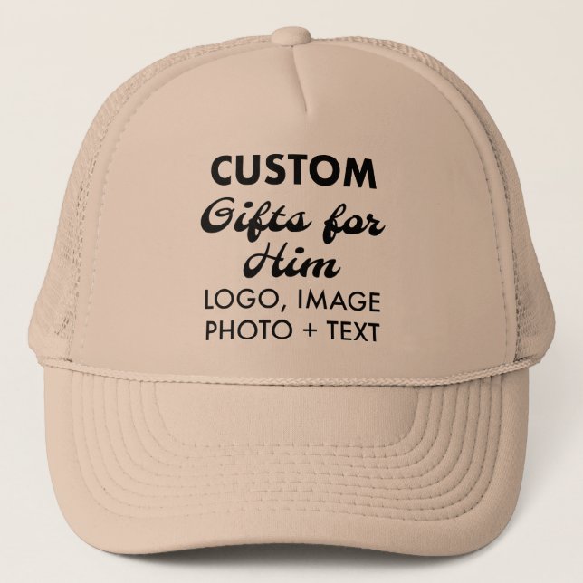 Khaki Trucker Hat Custom Gifts for Him (Front)