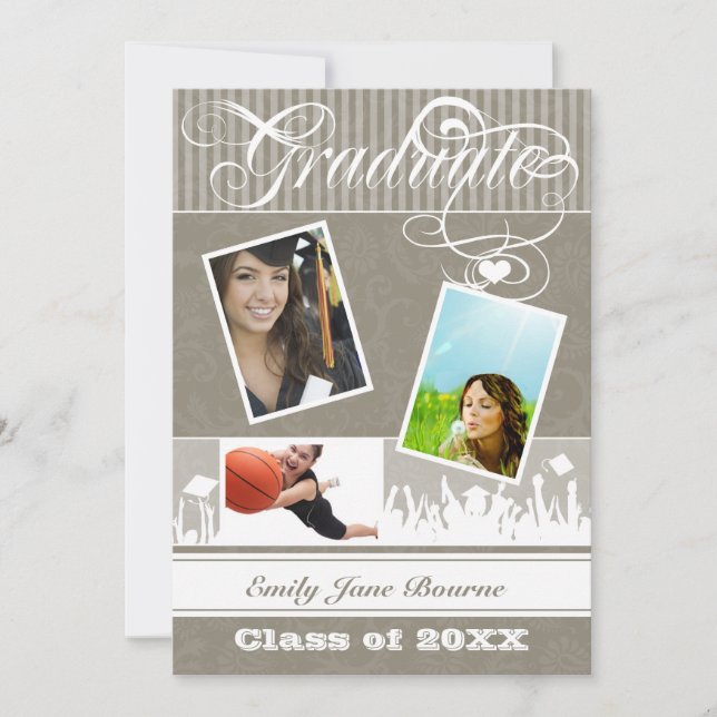 Khaki Warm Gray Senior Picture Class of Announcement (Front)