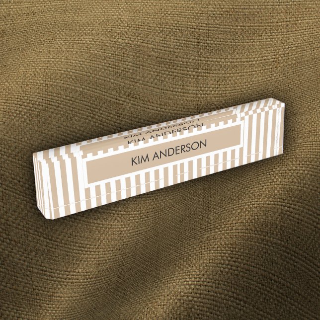 Khaki White Stripe Desk Name Plate (Creator Uploaded)