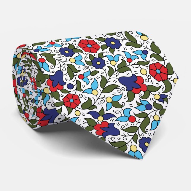 Khalil Hebron Ceramic Falastini Henna Print Neck Tie (Rolled)