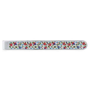 Khalil Hebron Ceramic Falastini Henna Print Silver Finish Tie Bar
