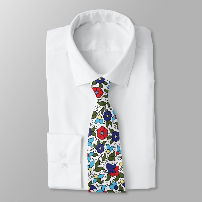 Khalil Hebron Ceramic Middle Eastern Arab Floral Neck Tie (Tied)