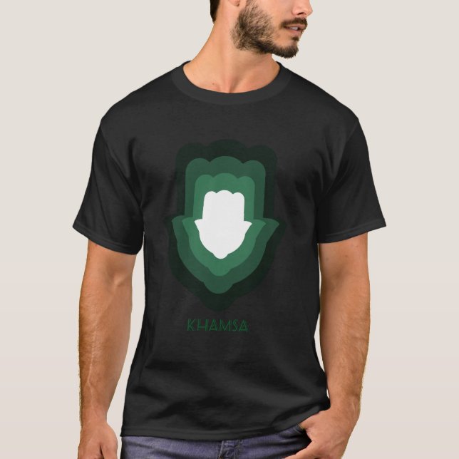 Khamsa Green Men's Basic Dark Tee (Front)