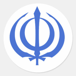 Khanda-Blue Classic Round Sticker