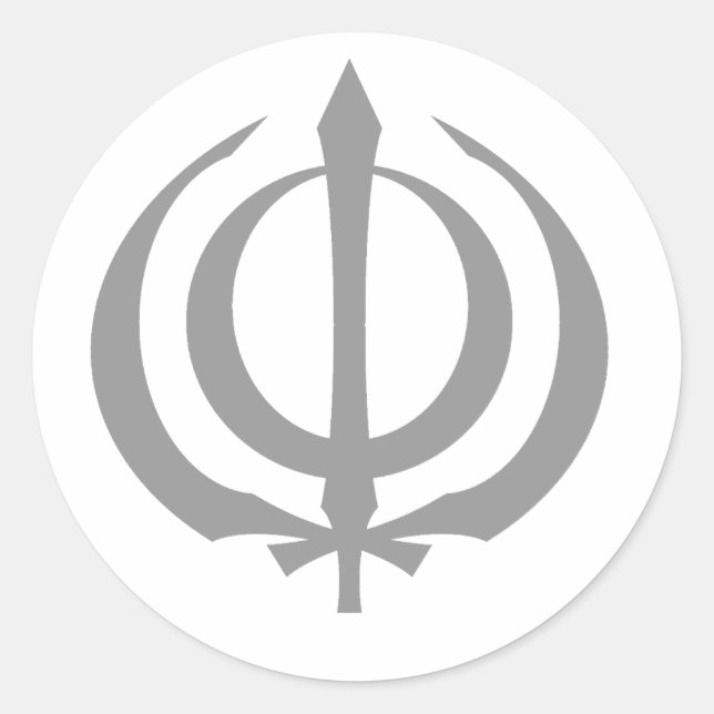 Khanda-Gray Classic Round Sticker (Front)