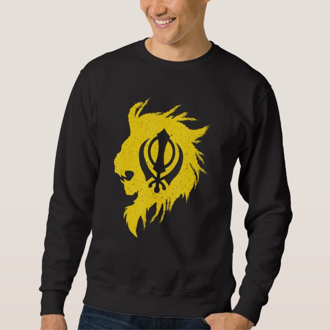 Khanda Lion Kaur  Punjabi  Sikhism Sikh Sweatshirt (Front)