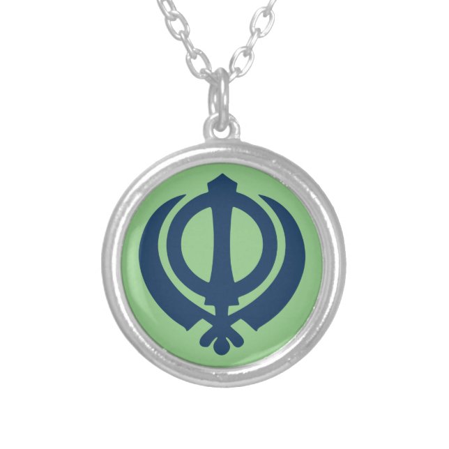 Khanda symbol (Sikh) Silver Plated Necklace (Front)
