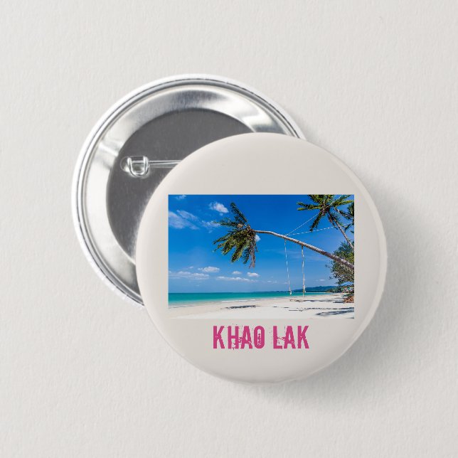 Khao Lak Phang-Nga Thailand Beach Panorama Holiday Button (Front & Back)