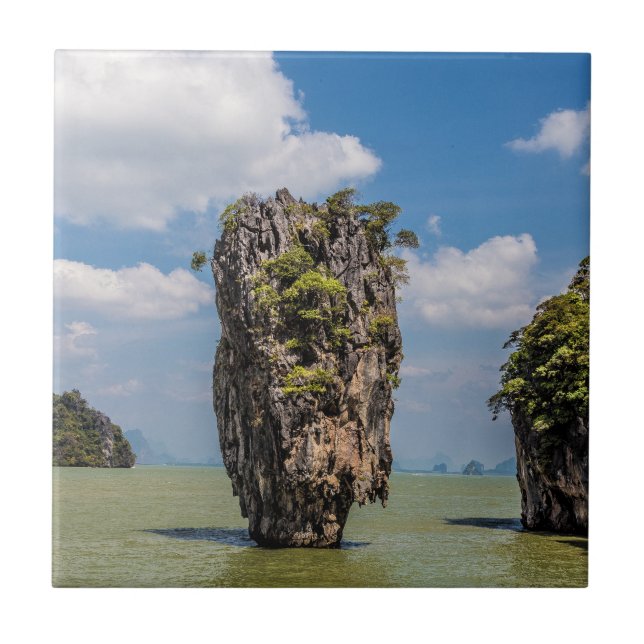 Khao Phing Kan rock island Phuket in Thailand gift Ceramic Tile (Front)