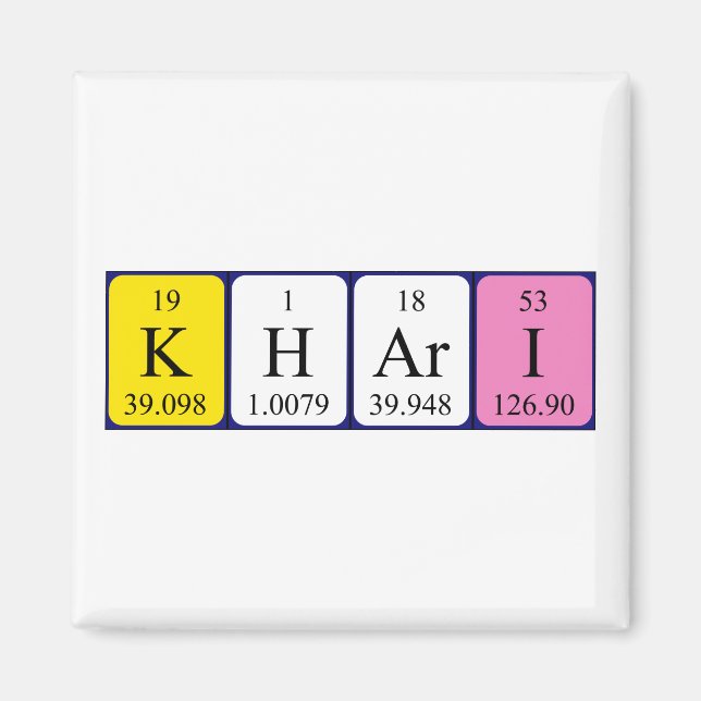 Khari periodic table name magnet (Front)