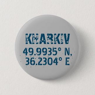 Kharkiv Ukraine Latitude & Longitude Distressed  Button