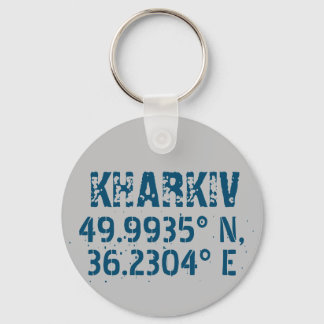 Kharkiv Ukraine Latitude & Longitude Distressed  Keychain